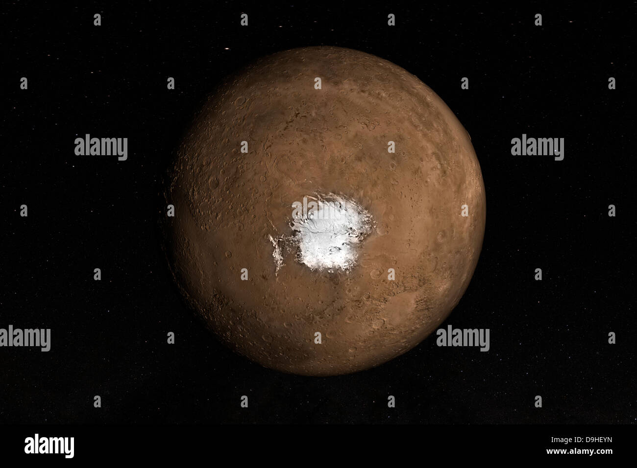 Nadir vue du Pôle Sud martien. Banque D'Images