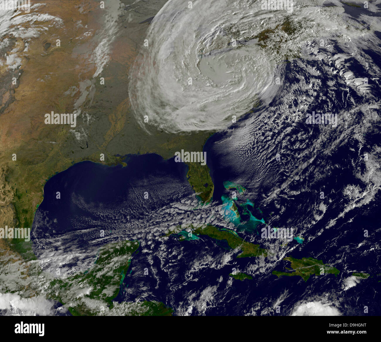 Publiez la tempête tropicale Sandy rouler à l'intérieur des terres le 30 octobre 2012. Banque D'Images