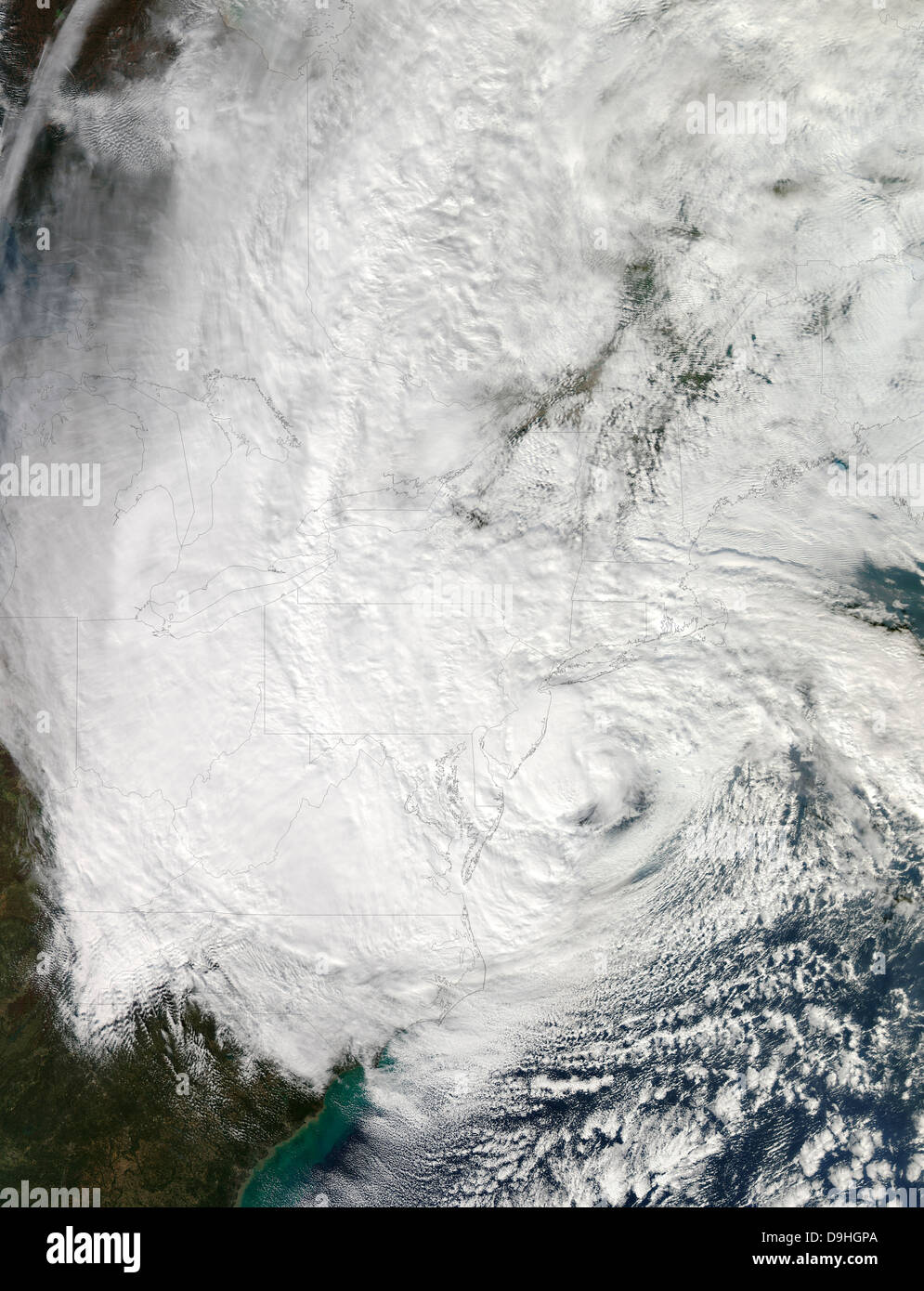 29 octobre 2012 - L'Ouragan Sandy, qu'il est descendu sur la côte nord-est des États-Unis. Banque D'Images