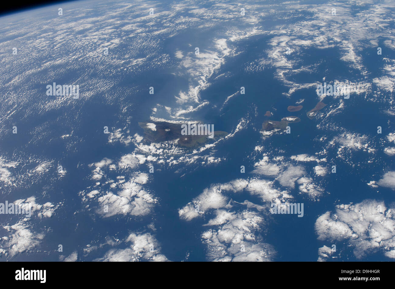 Les îles Hawaïennes comme vu de la Station spatiale internationale. Banque D'Images