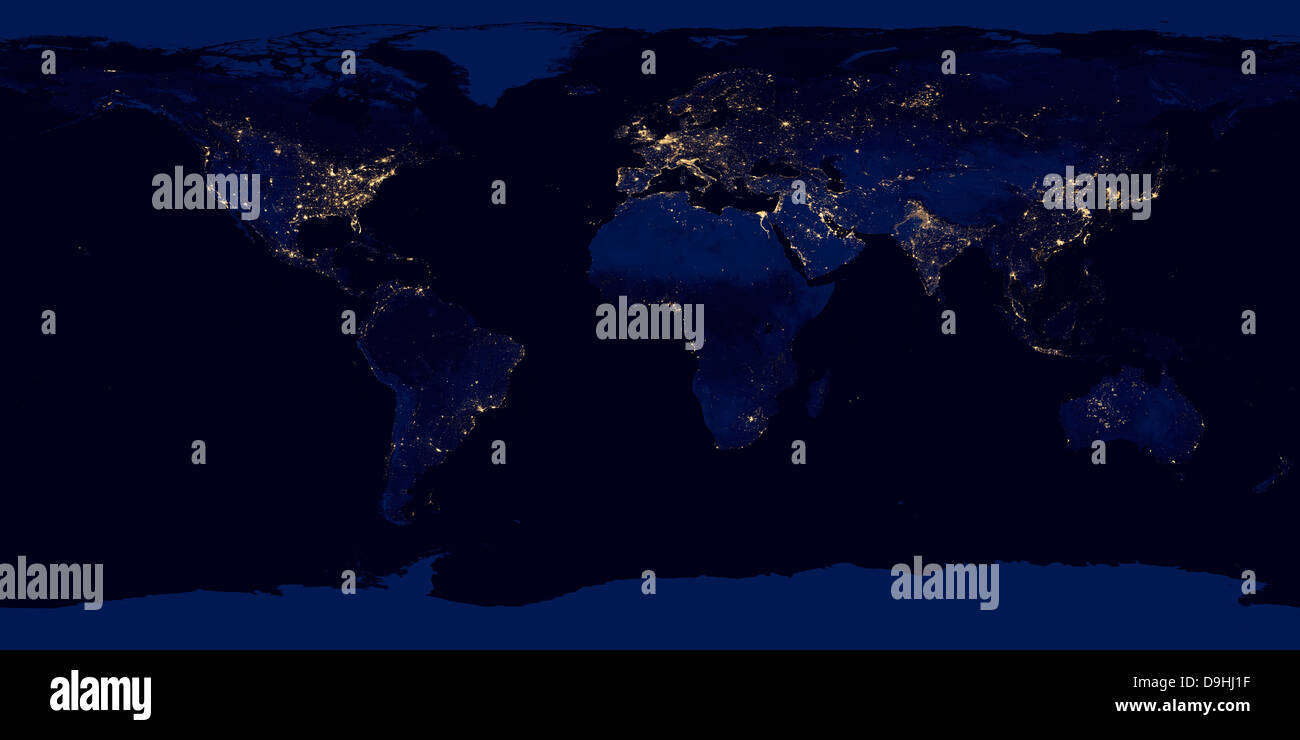 Carte Plate De Terre Montrant Les Lumieres De La Ville Du Monde La Nuit Photo Stock Alamy Carte Plate De Terre Montrant Les Lumieres De La Ville Du Monde La Nuit Photo Stock Alamy