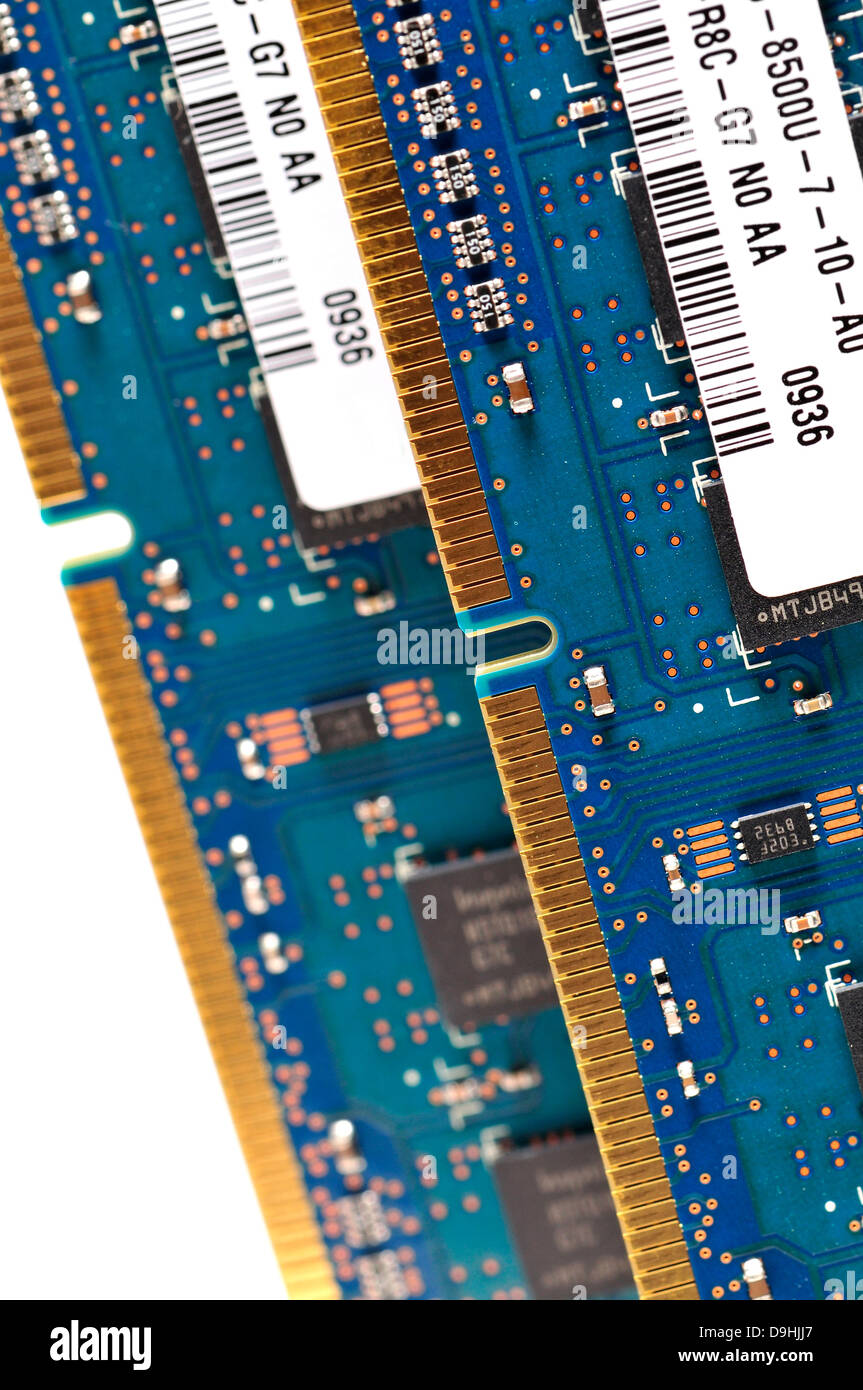 La mémoire de l'ordinateur pour l'utilisation des modules de RAM Banque D'Images