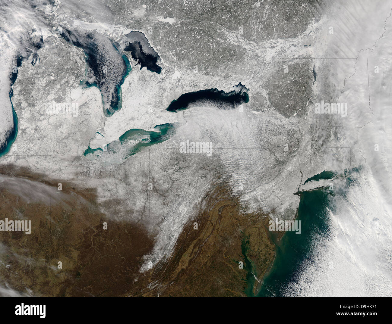 Vue d'un grand Nor'easter tempête de neige sur les Etats Unis. Banque D'Images