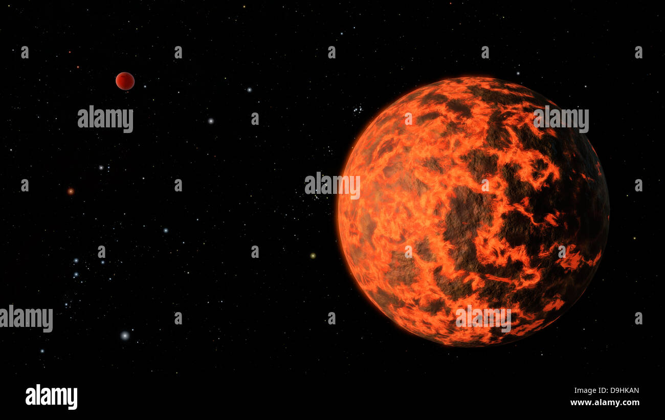 Concept de l'artiste d'une exoplanète appelée UCF-1.01, gravitant autour d'une étoile appelée GJ 436 Banque D'Images