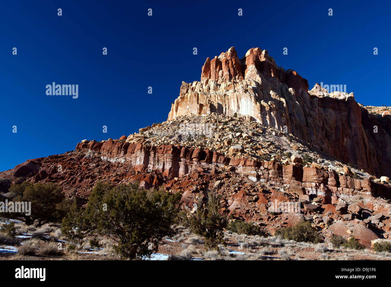 Des formations de roche de grès, Capitol Gorge, Capitol Reef National Park, Utah, United States of America Banque D'Images