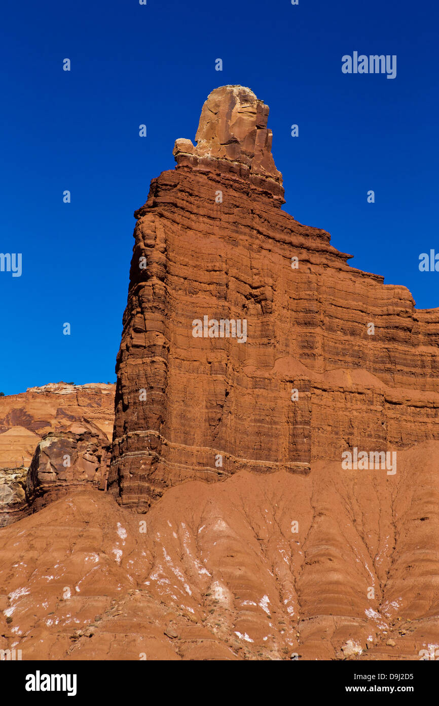 Chimney Rock le matin, Capitol Reef National Park, Utah, United States of America Banque D'Images