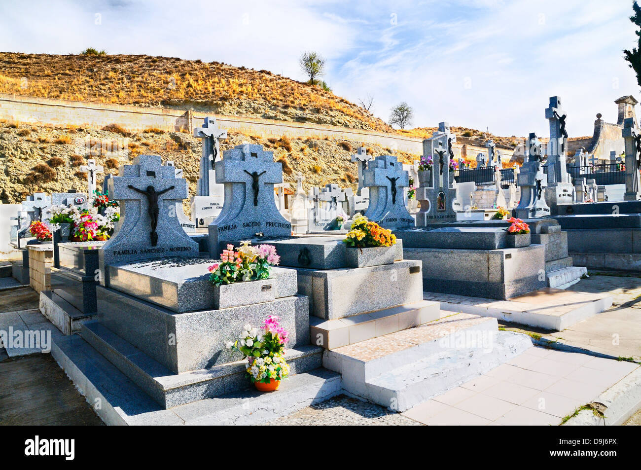 Cimetière en Estremera, Espagne, Europe Banque D'Images