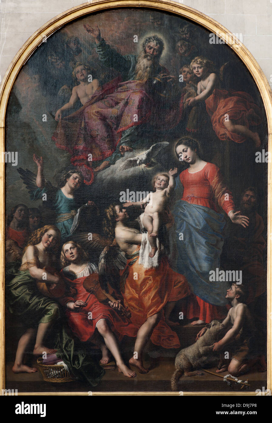 Bruxelles - Juin 21 : Sainte Trinité, la Vierge Marie et saint Jean Baptiste peinture Banque D'Images
