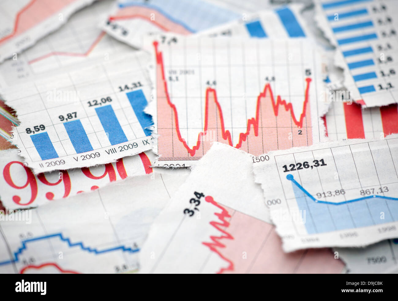 Tableaux financiers des journaux Banque D'Images