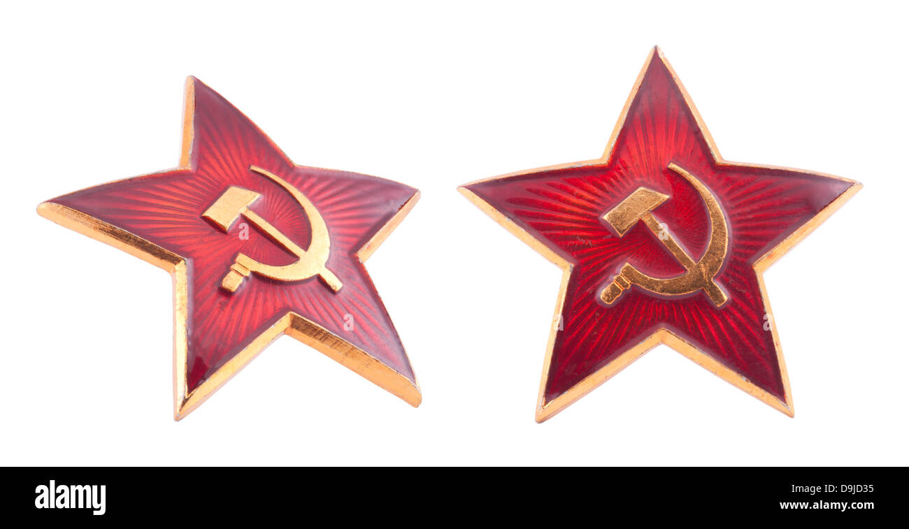 L'étoile rouge soviétique badge avec clipping path Banque D'Images