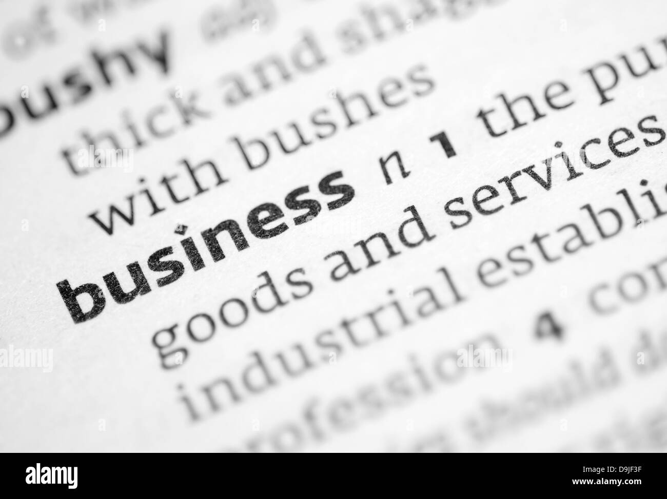 Définition dans un dictionnaire d'entreprise Banque D'Images