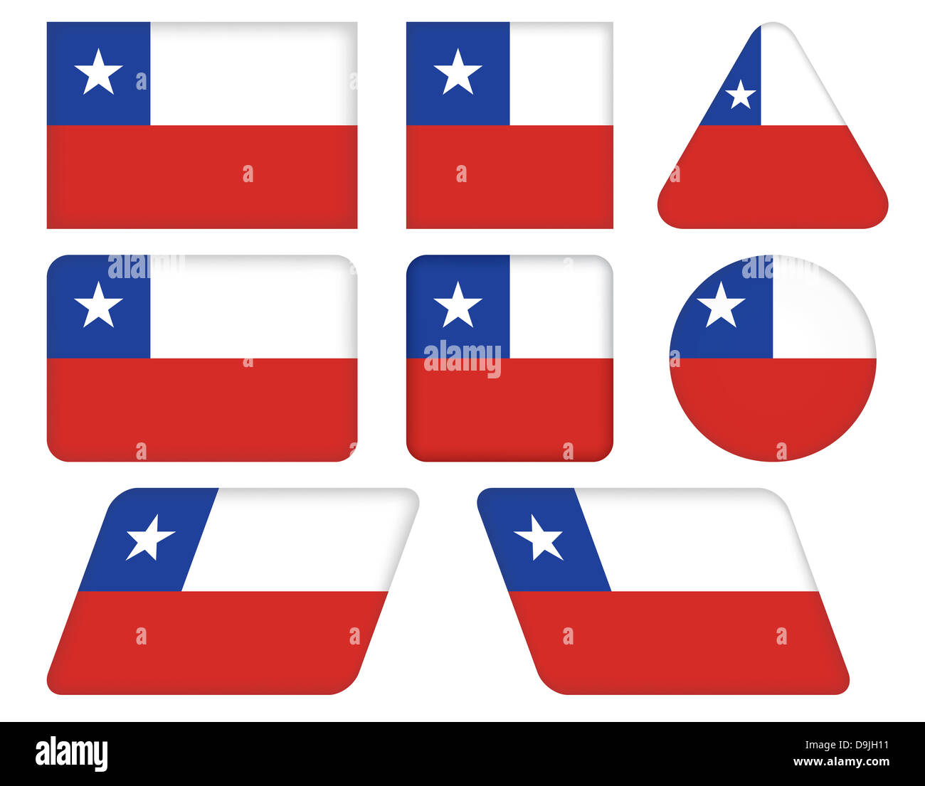 Ensemble de boutons avec le drapeau du Chili Banque D'Images
