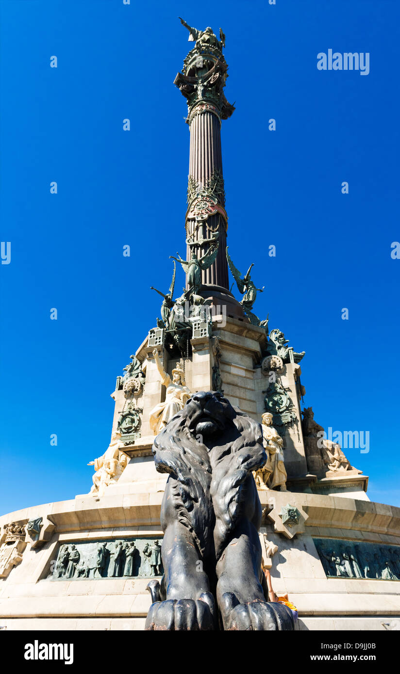 Le monument de Christophe Colomb à Barcelone, Espagne Banque D'Images