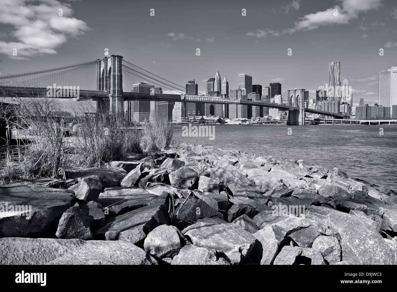 Pont de brooklyn new york city noir et blanc Banque de photographies et ...
