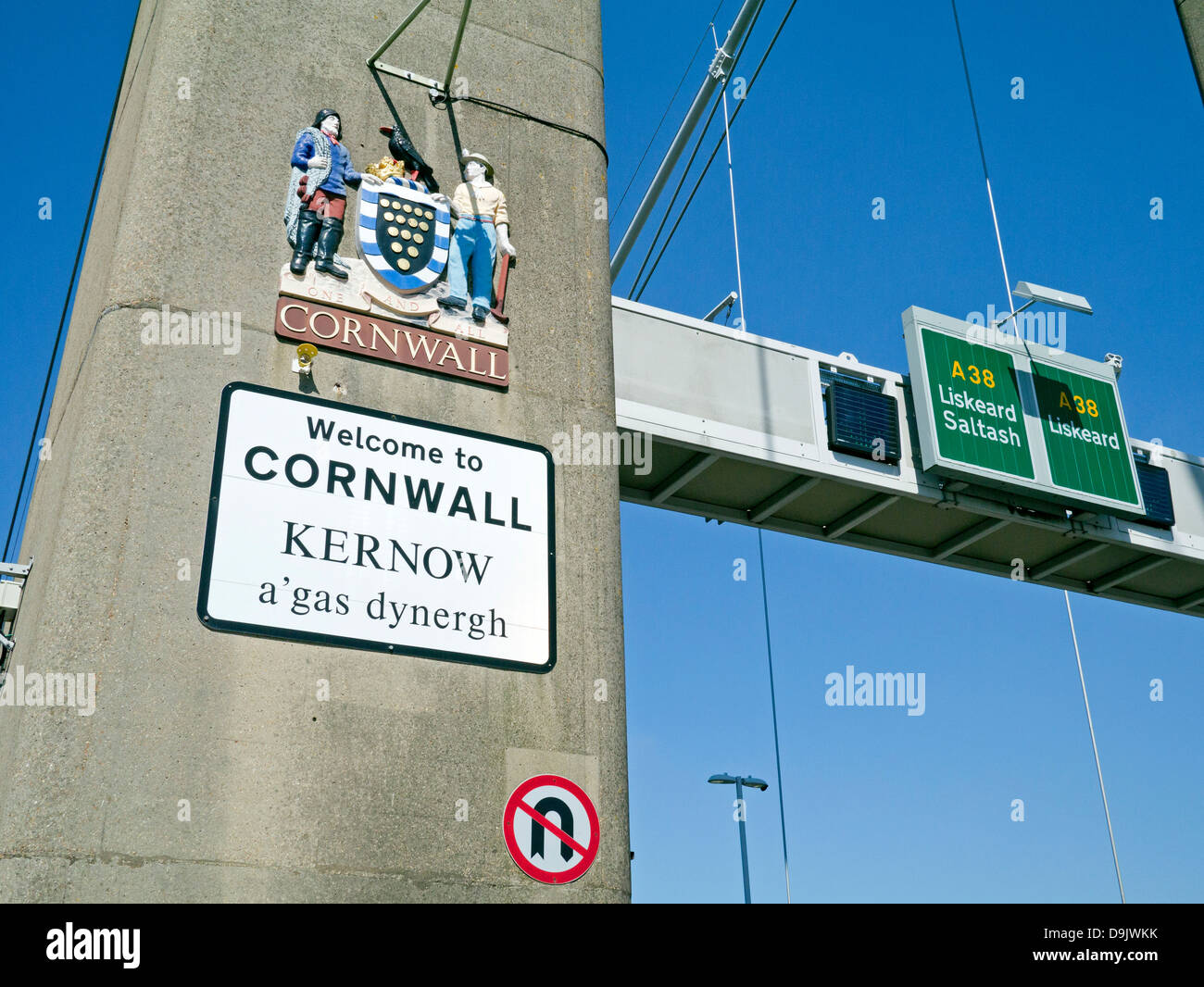Bienvenue à Cornwall signe sur le pont Tamar Cornouailles et Devon UK Border Banque D'Images