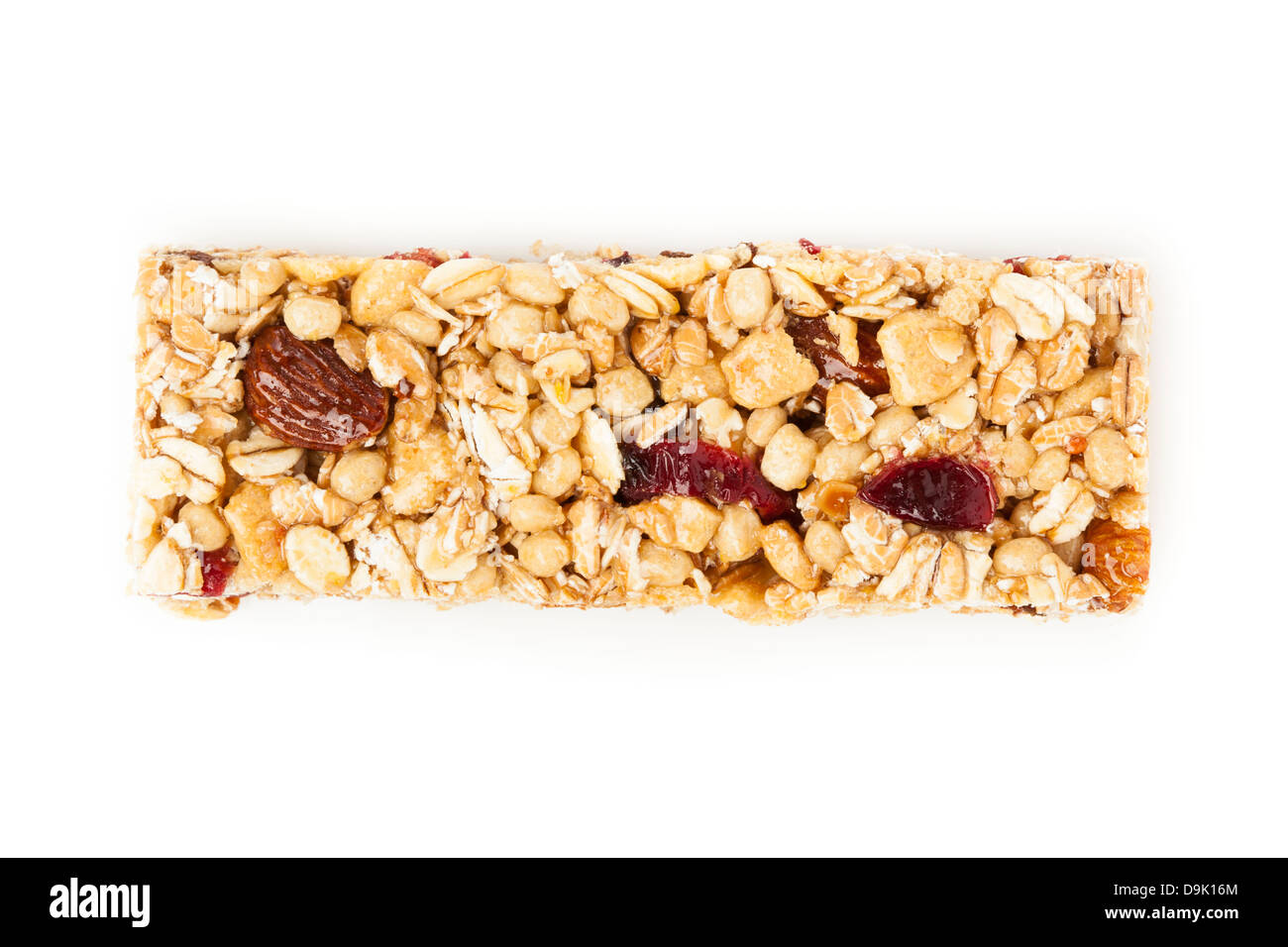 Amandes et raisins bio barre granola sur un fond Banque D'Images