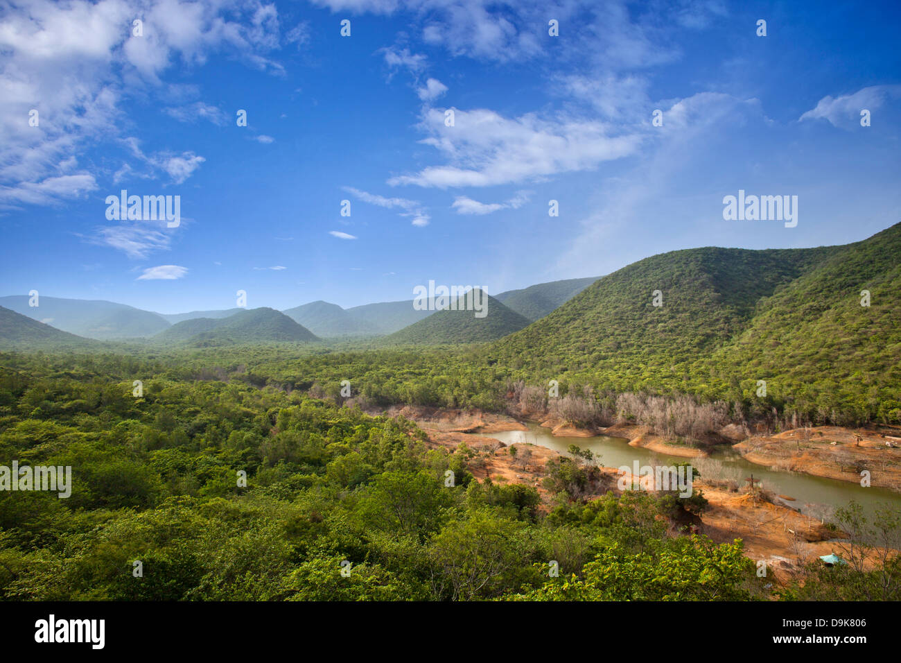 En passant par la rivière paysage, Visakhapatnam, Andhra Pradesh, Inde Banque D'Images