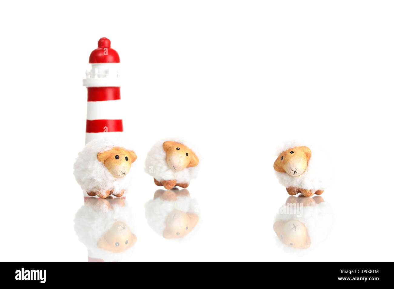 Phare et des moutons Banque D'Images