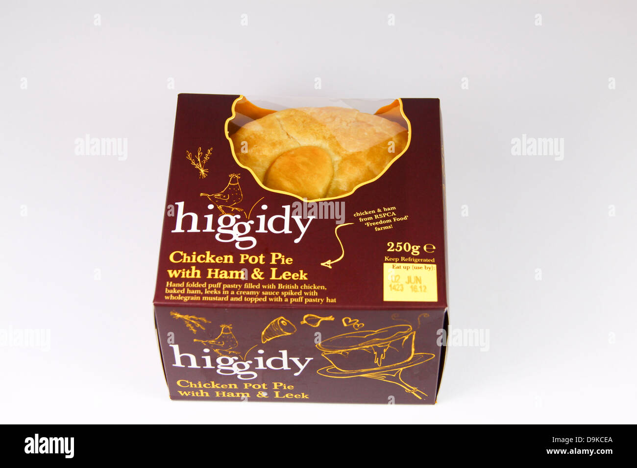 Higgidy Pot Pie au poulet et poireaux Banque D'Images