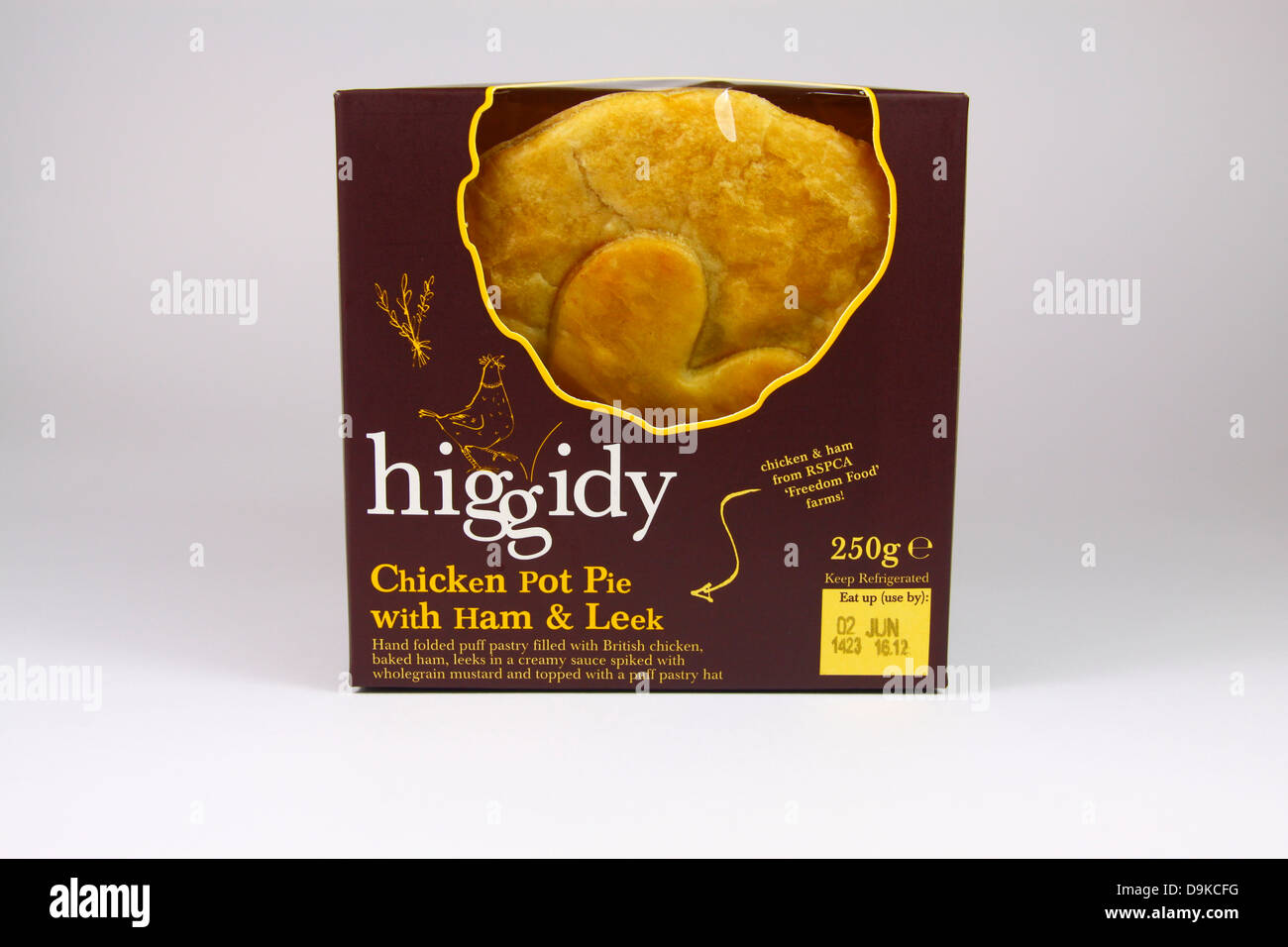 Higgidy Pot Pie au poulet et poireaux Banque D'Images