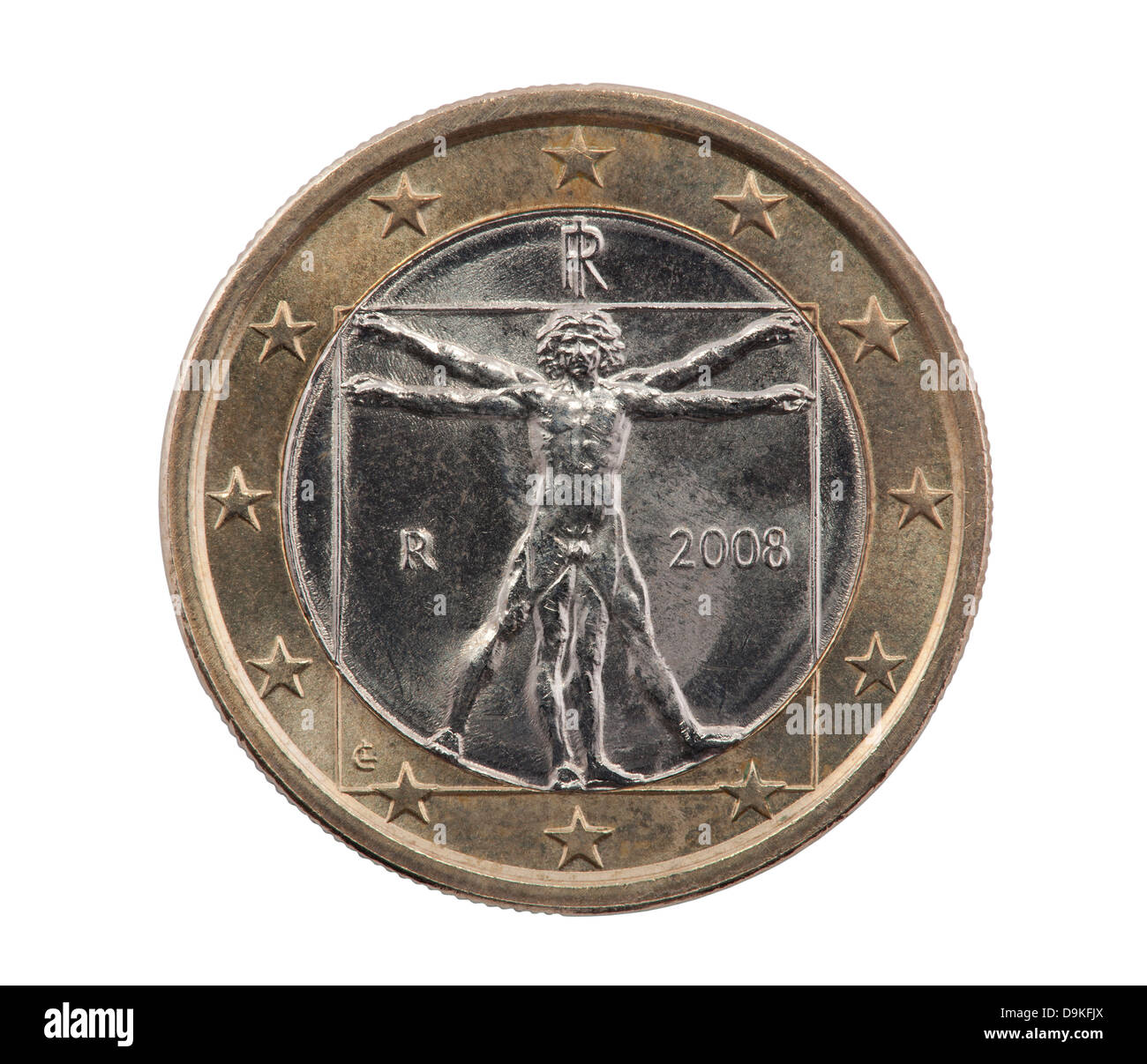 L'italien un Euro with clipping path Banque D'Images