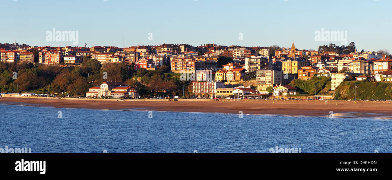 Panorama de la plage de Getxo. Prises en Pays Basque, Espagne Banque D'Images