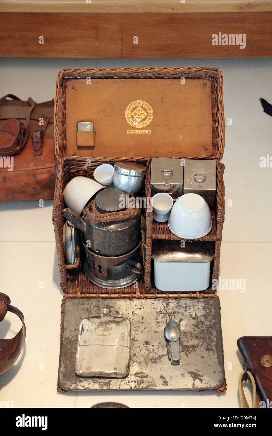 La Seconde Guerre mondiale, un kit de thé d'un lieutenant d'infanterie britannique à l'historique de la Grande Guerre, Péronne, Musée de France. Banque D'Images