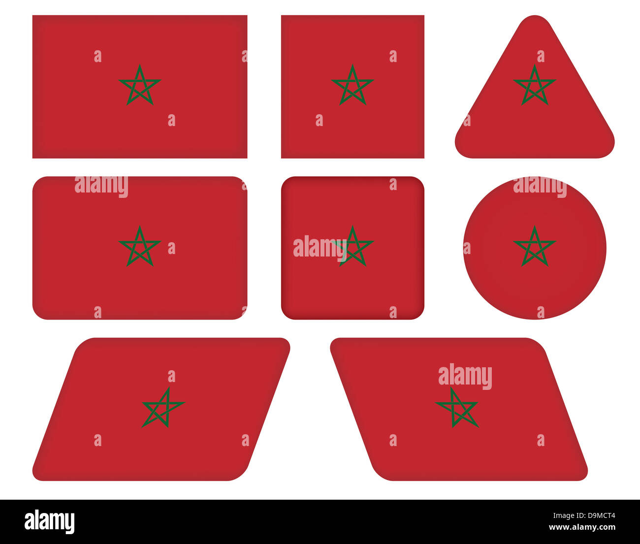 Ensemble de boutons avec le drapeau du Maroc Banque D'Images