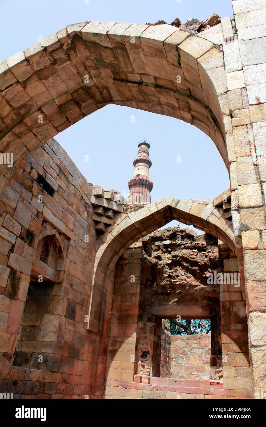 Qutub Minar, New Delhi, Inde Banque D'Images