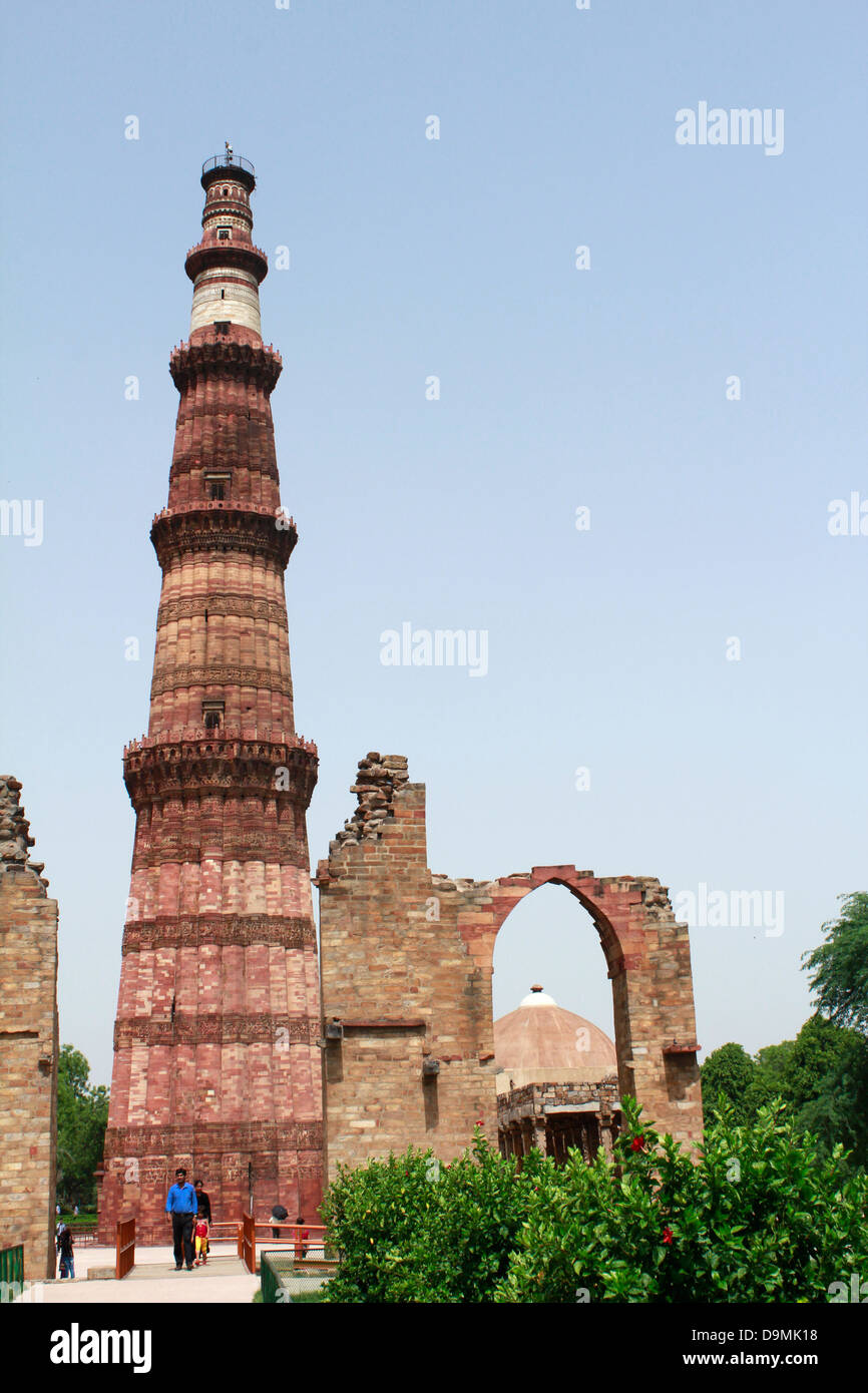 Qutub Minar, New Delhi, Inde Banque D'Images