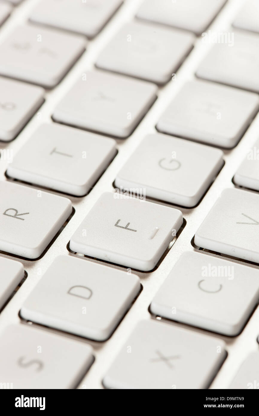 Clavier ordinateur gris blanc avec touches de saisie Banque D'Images