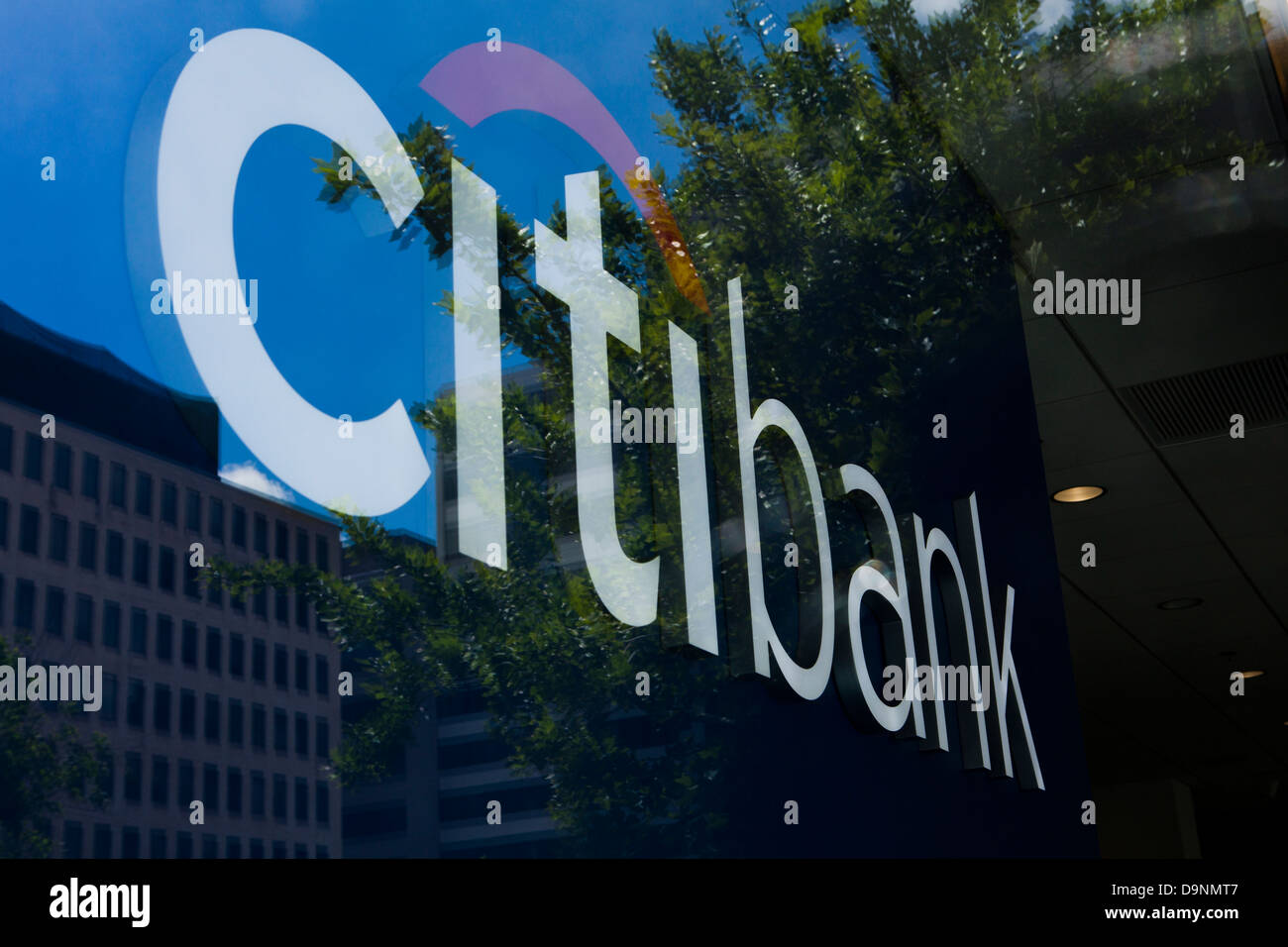 Signe de la Citibank en fenêtre - USA Banque D'Images