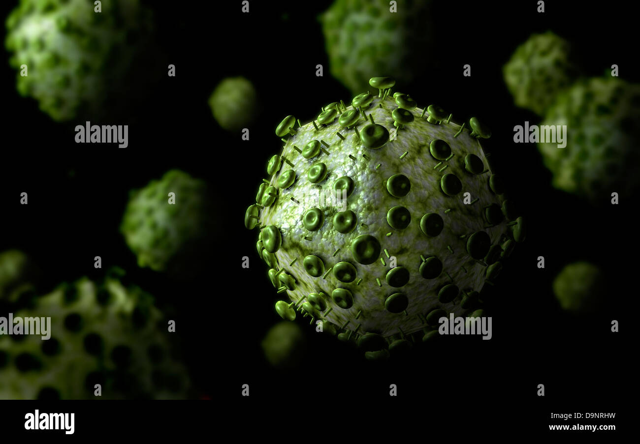 Vue microscopique du virus VIH. Banque D'Images Vue microscopique du virus VIH. Banque D'Images