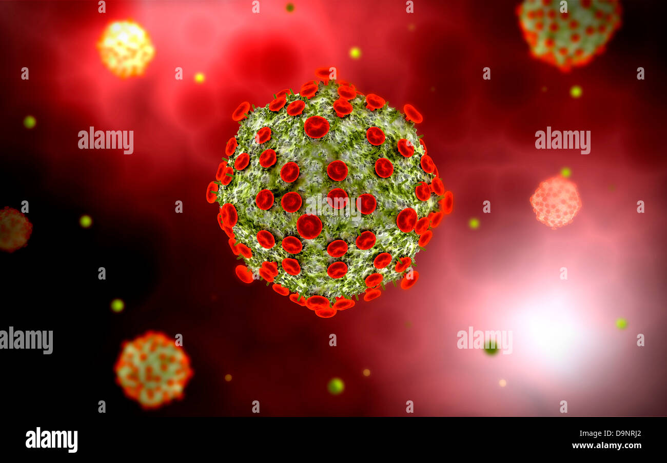 Vue microscopique du virus VIH. Banque D'Images Vue microscopique du virus VIH. Banque D'Images