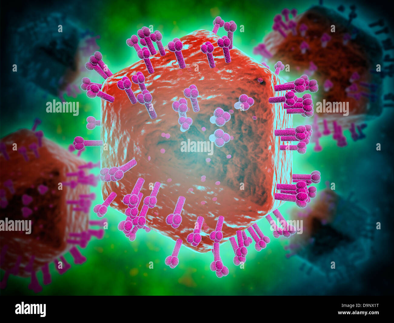 Image conceptuelle du virus VIH. Banque D'Images Image conceptuelle du virus VIH. Banque D'Images