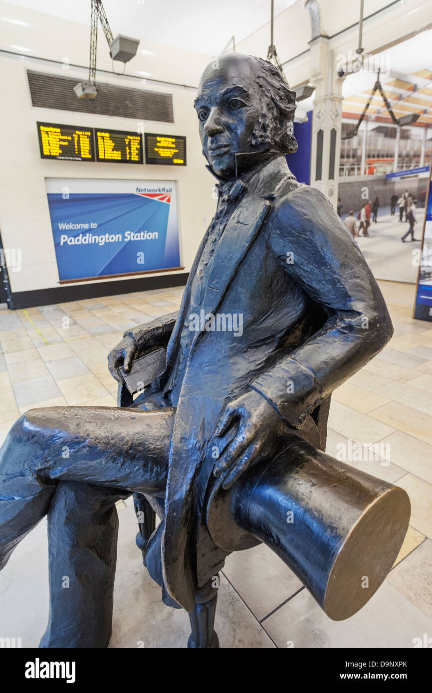 L'Angleterre, Londres, la gare de Paddington, Statue d'Isambard Kingdom Brunel Banque D'Images