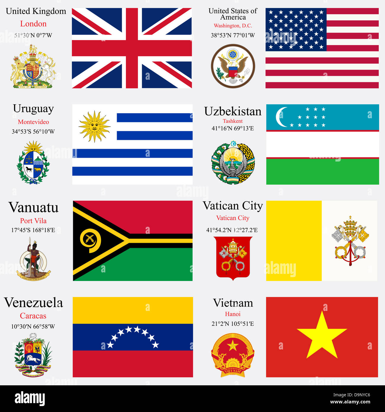 Jeu de 26 drapeaux monde Banque D'Images