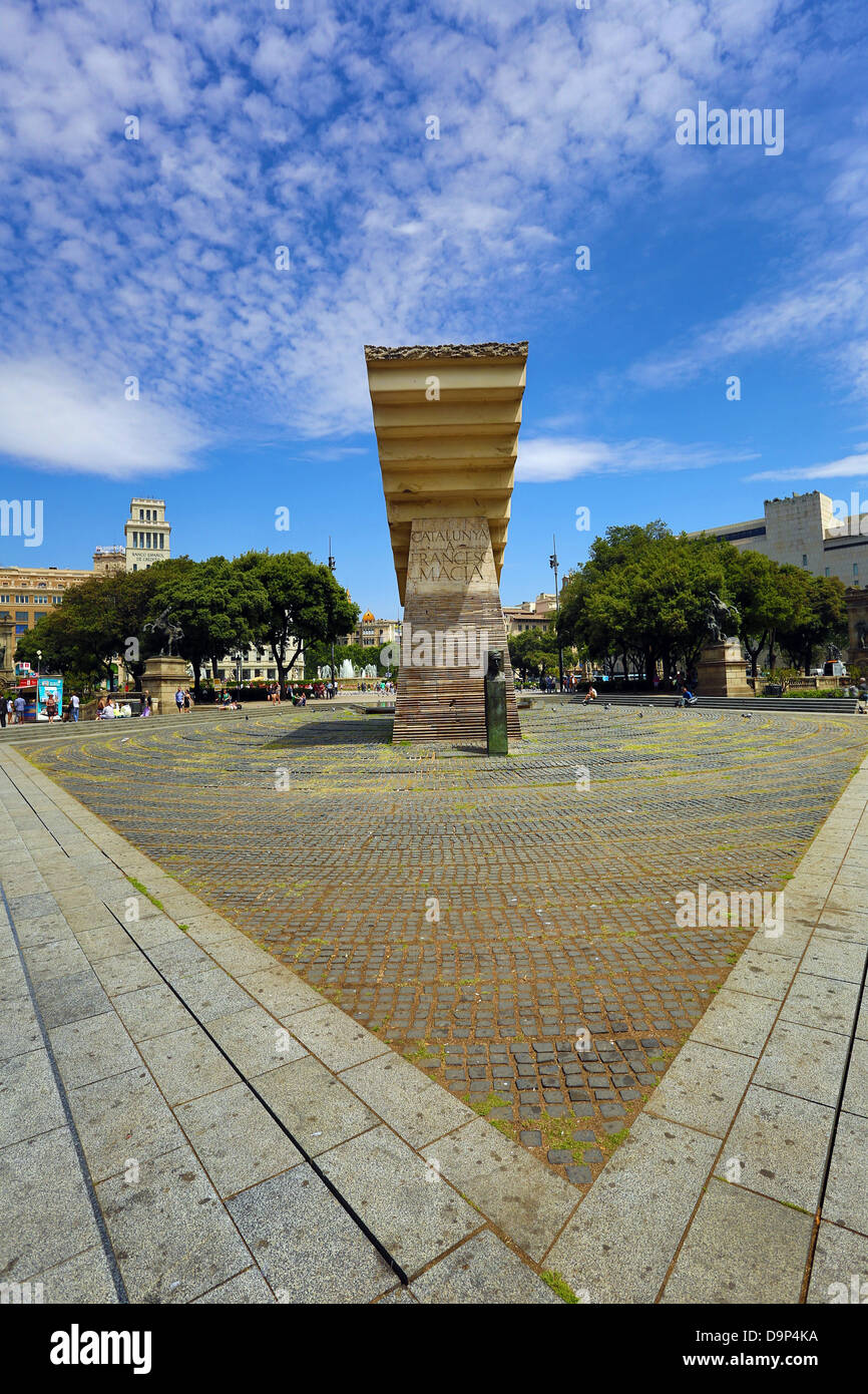 Francesc Macia Monument à la Placa de Catalunya à Barcelone, Espagne Banque D'Images