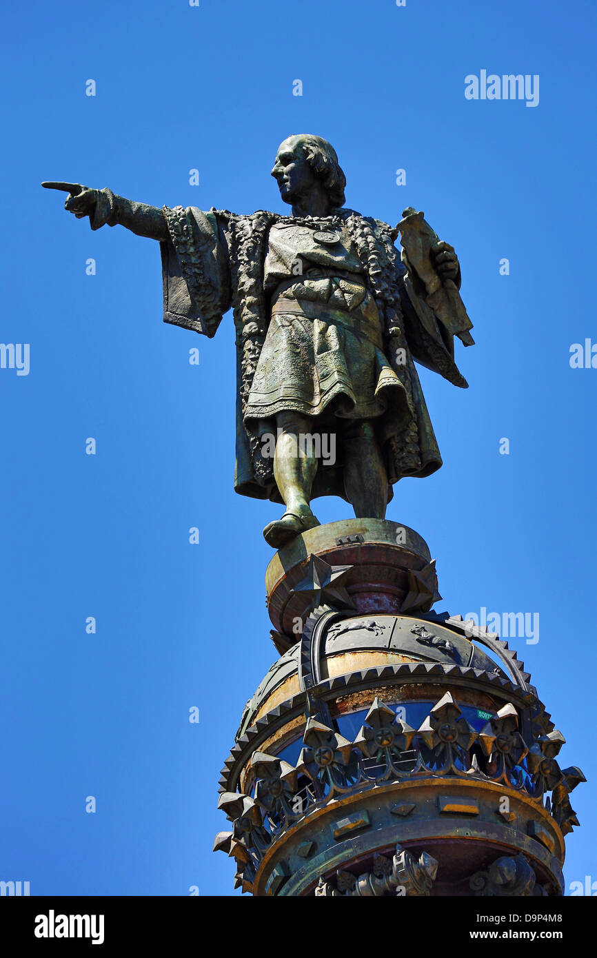 Statue de Christophe Colomb sur la colonne Colomb, Barcelone, Espagne Photo  Stock - Alamy