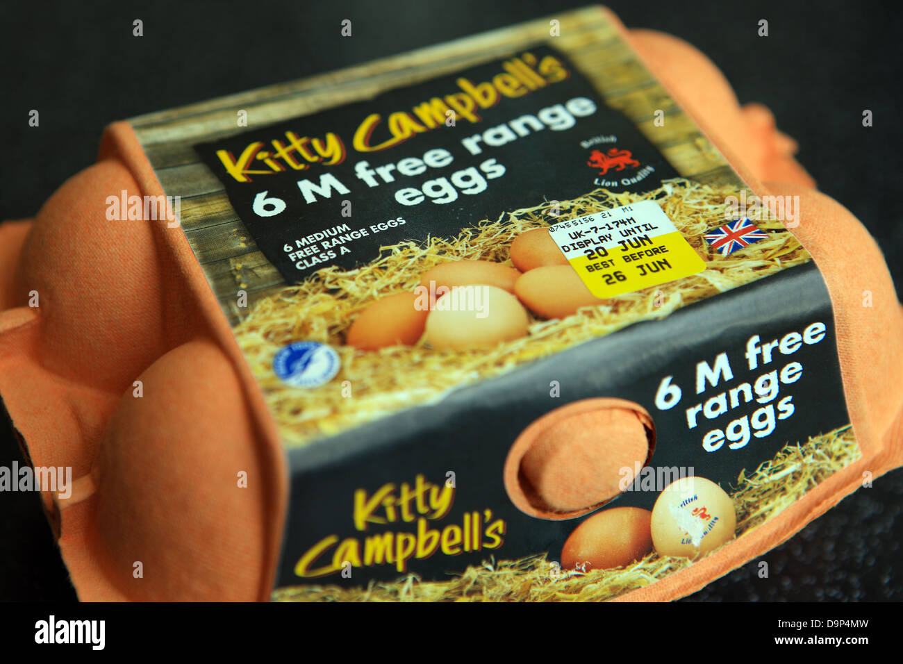 Oeuf Orange box avec 6 oeufs moyens gamme de Kitty Cambell Banque D'Images