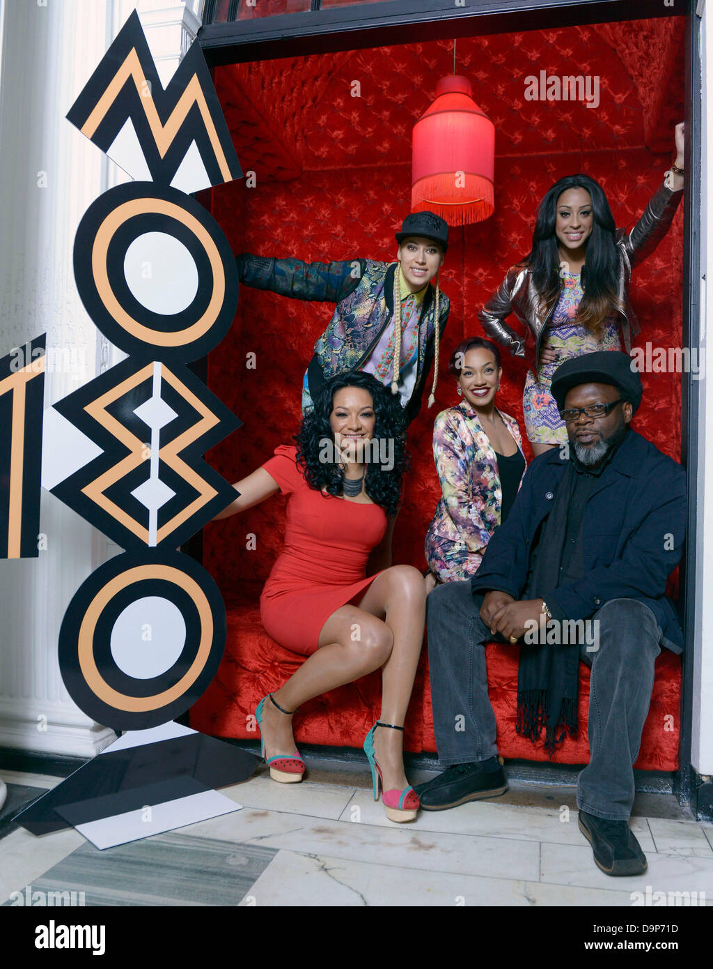 Mobo Awards 18e anniversaire annonce Glasgow. Kanya King, Stooshe et Jazzie B à Blythswood Hotel, Glasgow Banque D'Images
