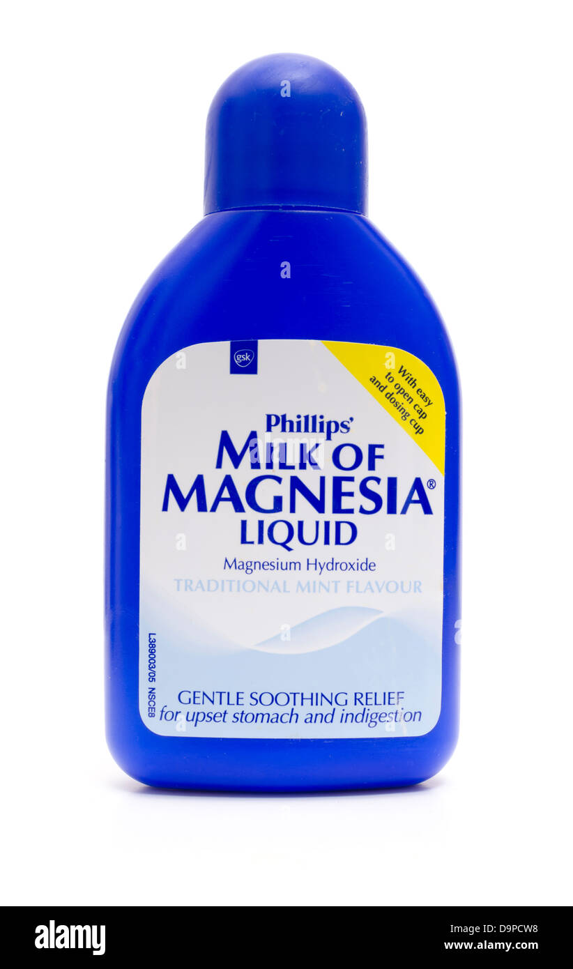 Le lait de magnésie Philips liquide en bouteille en plastique Banque D'Images