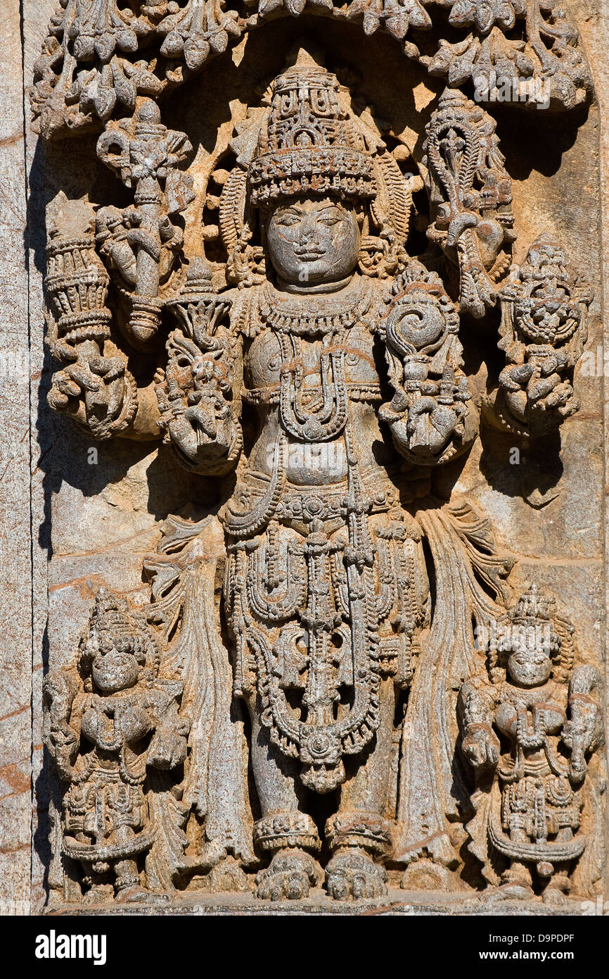 L'Asie, l'Inde, Karnataka, Somnathpur Keshava, temple, la sculpture sur pierre Banque D'Images