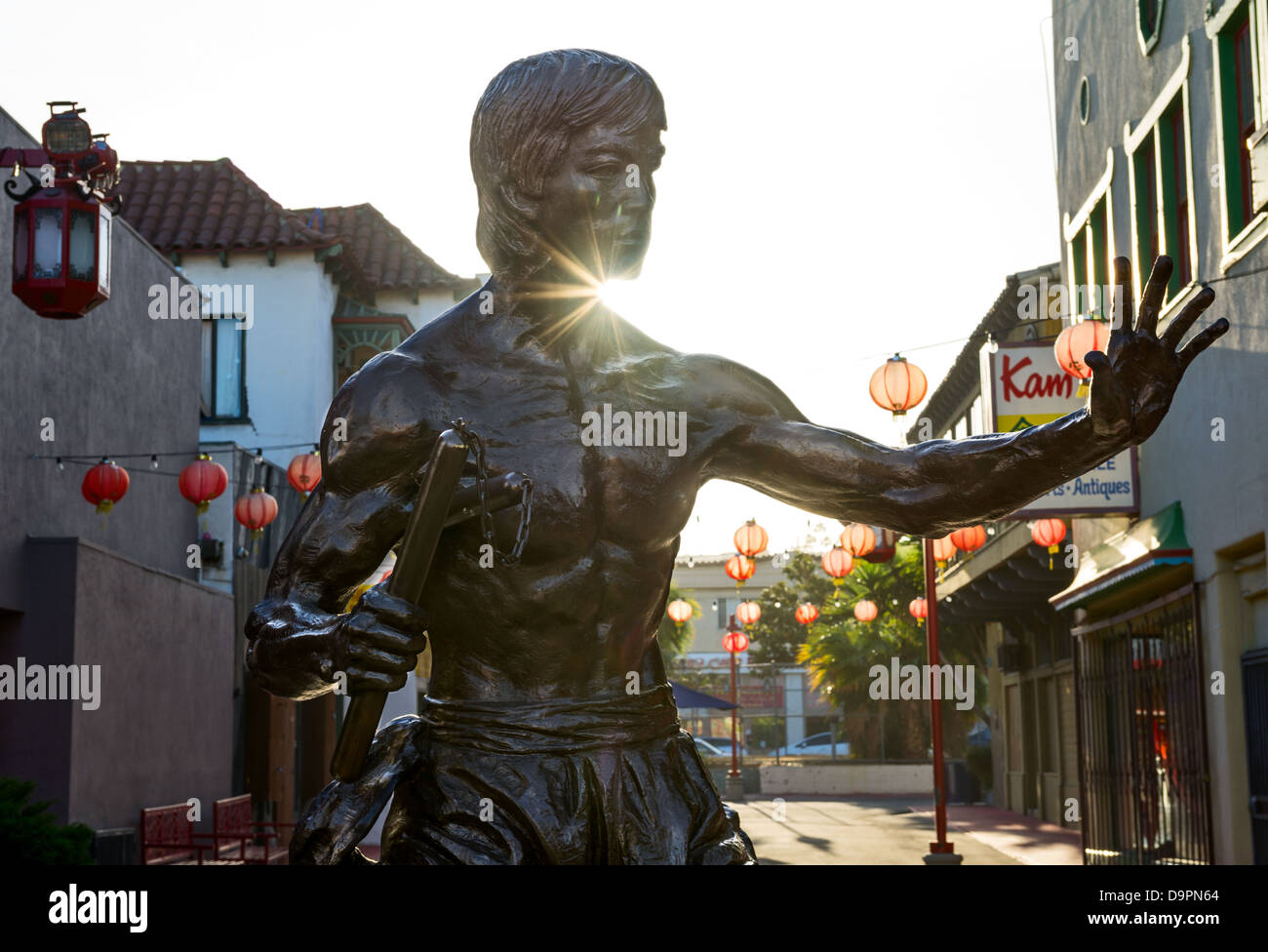 Statue de Bruce Lee dans le quartier chinois. Banque D'Images