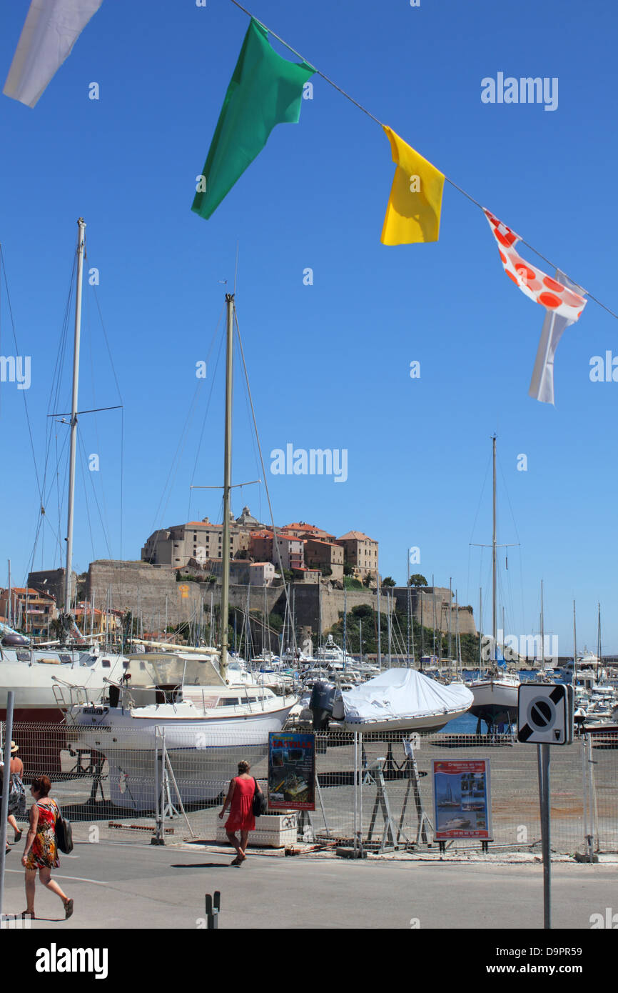 Le Tour de France visites Calvi, Corse, France pour la première fois en 2013, le 100e tour. Banque D'Images