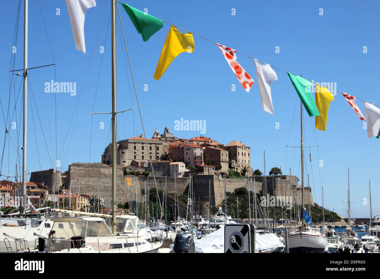 Le Tour de France visites Calvi, Corse, France pour la première fois en 2013, le 100e tour. Banque D'Images