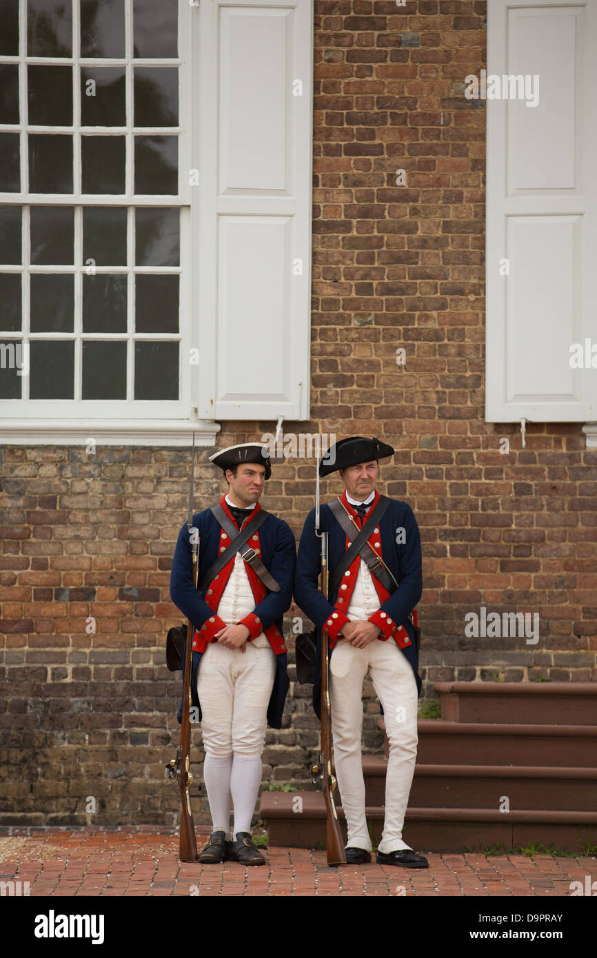 La guerre révolutionnaire des soldats à Colonial Williamsburg, Virginia, USA Banque D'Images