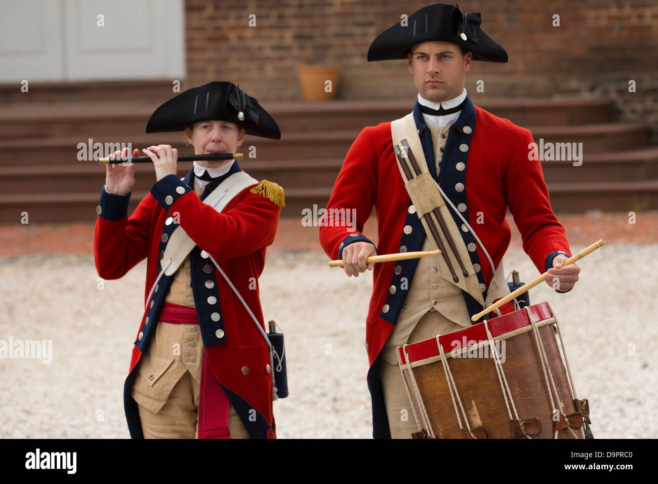 La guerre révolutionnaire des soldats à Colonial Williamsburg, Virginia, USA Banque D'Images