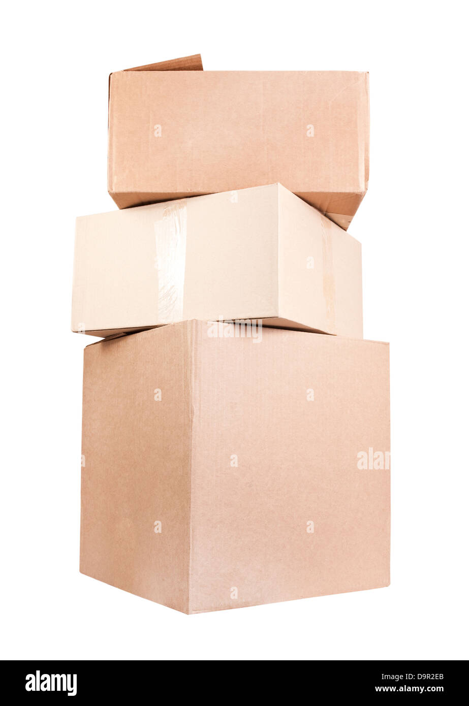 Pile de carte marron box isolated on white Banque D'Images
