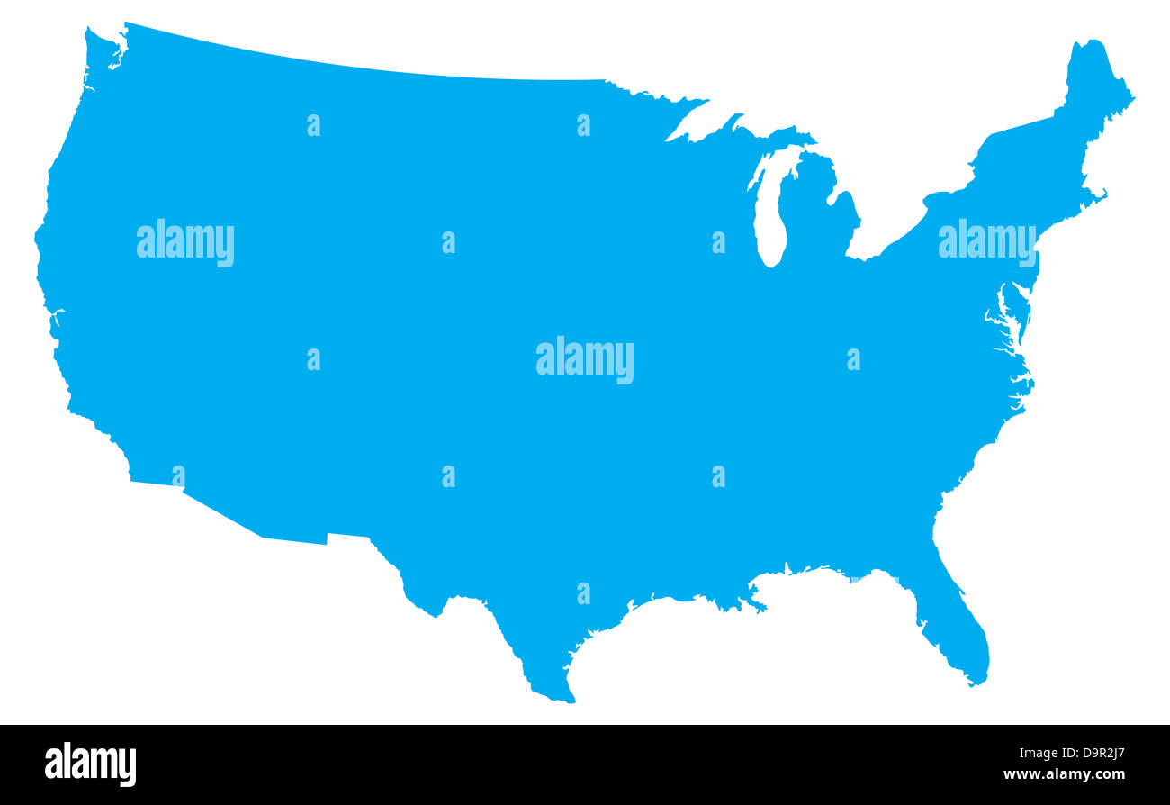 Pays bleu carte des États-Unis d'Amérique Banque D'Images